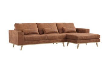 Copenhagen 4-sits Högervänd L-formad Divansoffa i Konstläder - Brun - Möbler - Soffa - Divansoffa & schäslongsoffa - 4 sits soffa med divan