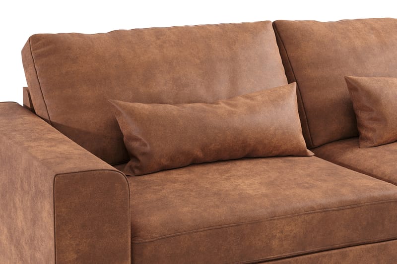 Copenhagen 4-sits Högervänd L-formad Divansoffa i Konstläder - Brun - Möbler - Soffa - Divansoffa & schäslongsoffa - 4 sits soffa med divan
