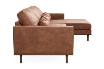 Copenhagen 4-sits Högervänd L-formad Divansoffa i Konstläder - Brun - Möbler - Soffa - Divansoffa & schäslongsoffa - 4 sits soffa med divan