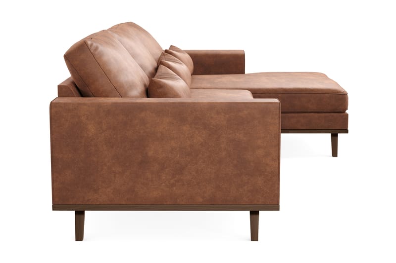 Copenhagen 4-sits Högervänd L-formad Divansoffa i Konstläder - Brun - Möbler - Soffa - Divansoffa & schäslongsoffa - 4 sits soffa med divan