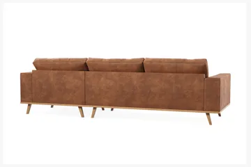 Copenhagen 4-sits Högervänd L-formad Divansoffa i Konstläder - Brun - Möbler - Soffa - Divansoffa & schäslongsoffa - 4 sits soffa med divan