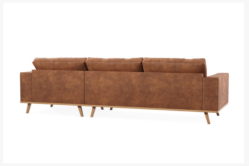 Copenhagen 4-sits Högervänd L-formad Divansoffa i Konstläder - Brun - Möbler - Soffa - Divansoffa & schäslongsoffa - 4 sits soffa med divan