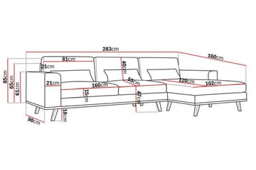Copenhagen 4-sits Högervänd L-formad Divansoffa i Manchester - Ljusgrå - Möbler - Soffa - Divansoffa & schäslongsoffa - 4 sits soffa med divan