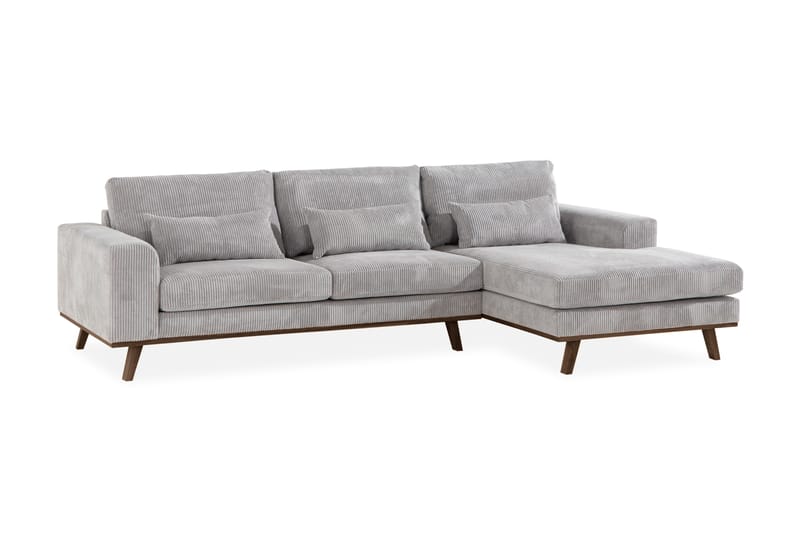 Copenhagen 4-sits Högervänd L-formad Divansoffa i Manchester - Ljusgrå - Möbler - Soffa - Divansoffa & schäslongsoffa - 4 sits soffa med divan