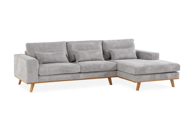 Copenhagen 4-sits Högervänd L-formad Divansoffa i Manchester - Ljusgrå - Möbler - Soffa - Divansoffa & schäslongsoffa - 4 sits soffa med divan