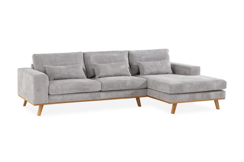 Copenhagen 4-sits Högervänd L-formad Divansoffa i Manchester - Ljusgrå - Möbler - Soffa - Divansoffa & schäslongsoffa - 4 sits soffa med divan