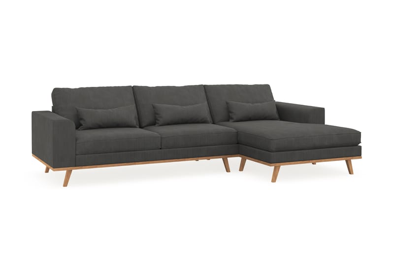 Copenhagen 4-sits Högervänd L-formad Divansoffa i Manchester - Mörkgrå - Möbler - Soffa - Divansoffa & schäslongsoffa - 4 sits soffa med divan