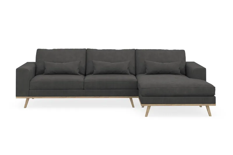 Copenhagen 4-sits Högervänd L-formad Divansoffa i Manchester - Mörkgrå - Möbler - Soffa - Divansoffa & schäslongsoffa - 4 sits soffa med divan