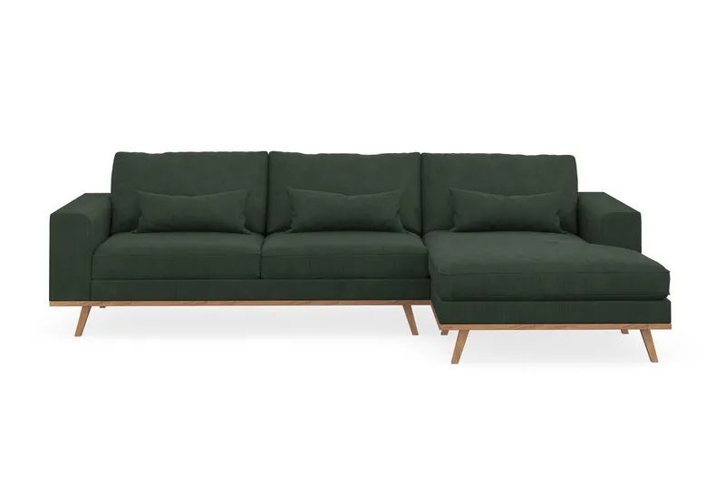 Copenhagen 4-sits Högervänd L-formad Divansoffa i Manchester - Mörkgrön - Möbler - Soffa - Divansoffa & schäslongsoffa - 4 sits soffa med divan
