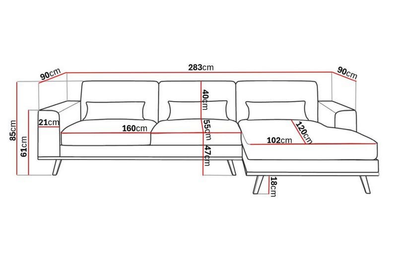 Copenhagen 4-sits Högervänd L-formad Divansoffa i Manchester - Mörkgrön - Möbler - Soffa - Divansoffa & schäslongsoffa - 4 sits soffa med divan