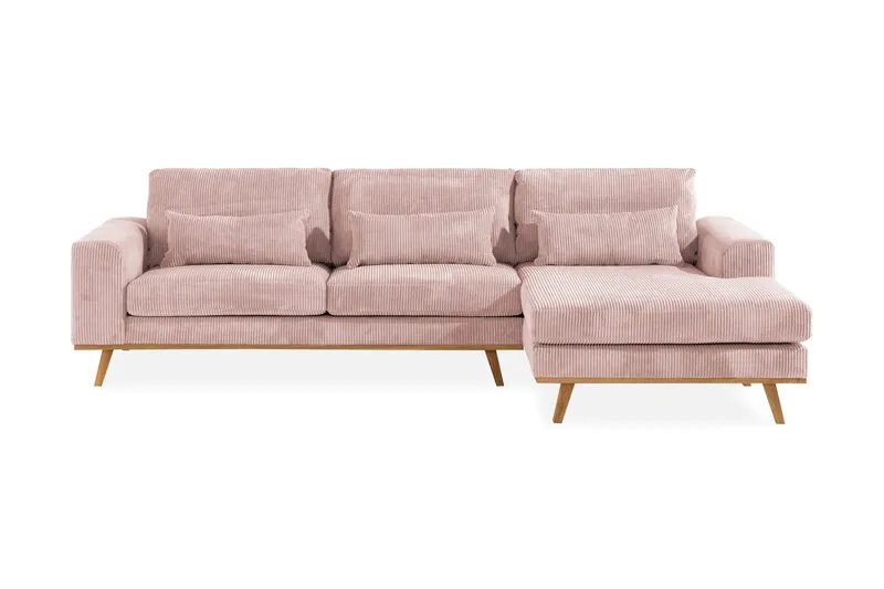 Copenhagen 4-sits Högervänd L-formad Divansoffa i Manchester - Rosa - Möbler - Soffa - Divansoffa & schäslongsoffa - 4 sits soffa med divan