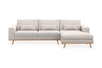 Copenhagen 4-sits Högervänd L-formad Divansoffa i Sammet - Krämvit - Möbler - Soffa - Divansoffa & schäslongsoffa - 4 sits soffa med divan