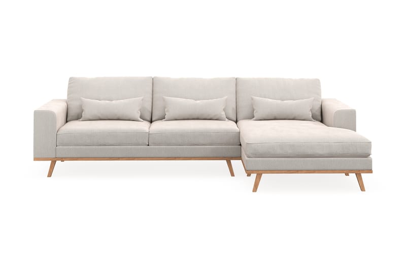 Copenhagen 4-sits Högervänd L-formad Divansoffa i Sammet - Krämvit - Möbler - Soffa - Divansoffa & schäslongsoffa - 4 sits soffa med divan