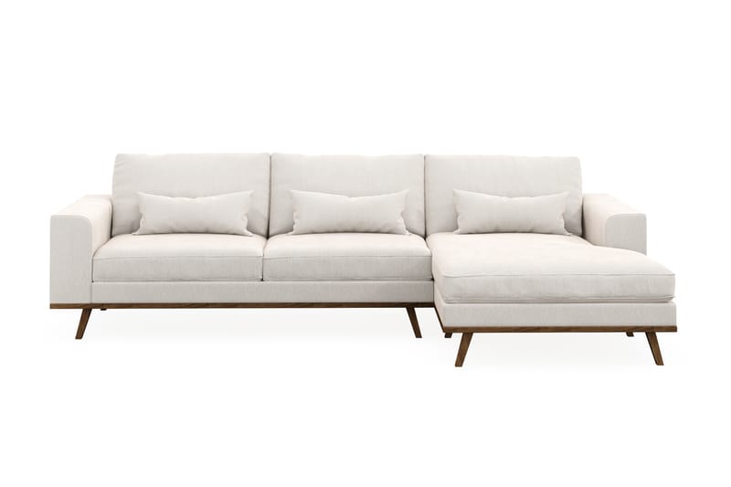 Copenhagen 4-sits Högervänd L-formad Divansoffa i Sammet - Krämvit - Möbler - Soffa - Divansoffa & schäslongsoffa - 4 sits soffa med divan
