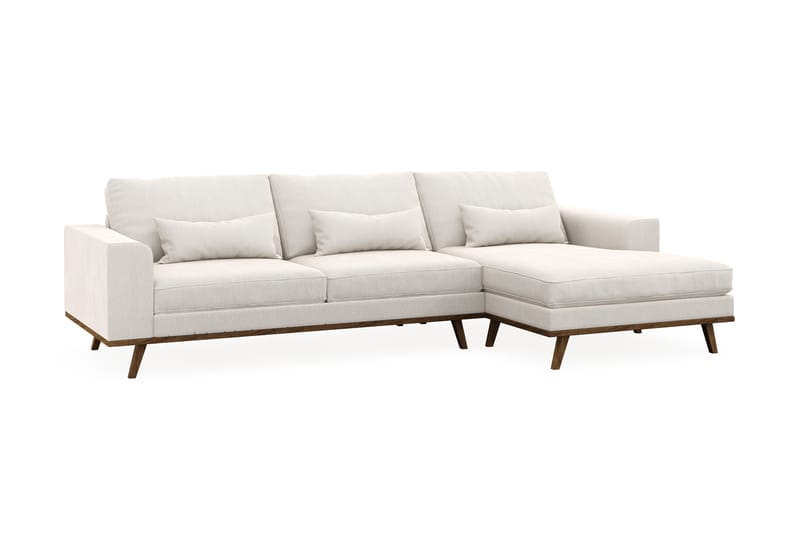Copenhagen 4-sits Högervänd L-formad Divansoffa i Sammet - Krämvit - Möbler - Soffa - Divansoffa & schäslongsoffa - 4 sits soffa med divan