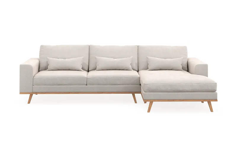 Copenhagen 4-sits Högervänd L-formad Divansoffa i Sammet - Krämvit - Möbler - Soffa - Divansoffa & schäslongsoffa - 4 sits soffa med divan