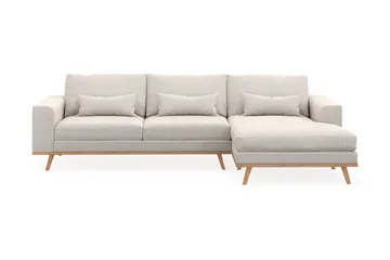 Copenhagen 4-sits Högervänd L-formad Divansoffa i Sammet - Krämvit - Möbler - Soffa - Divansoffa & schäslongsoffa - 4 sits soffa med divan