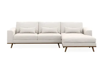 Copenhagen 4-sits Högervänd L-formad Divansoffa i Sammet - Krämvit - Möbler - Soffa - Divansoffa & schäslongsoffa - 4 sits soffa med divan