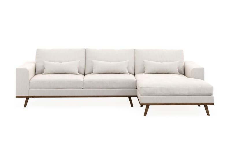 Copenhagen 4-sits Högervänd L-formad Divansoffa i Sammet - Krämvit - Möbler - Soffa - Divansoffa & schäslongsoffa - 4 sits soffa med divan