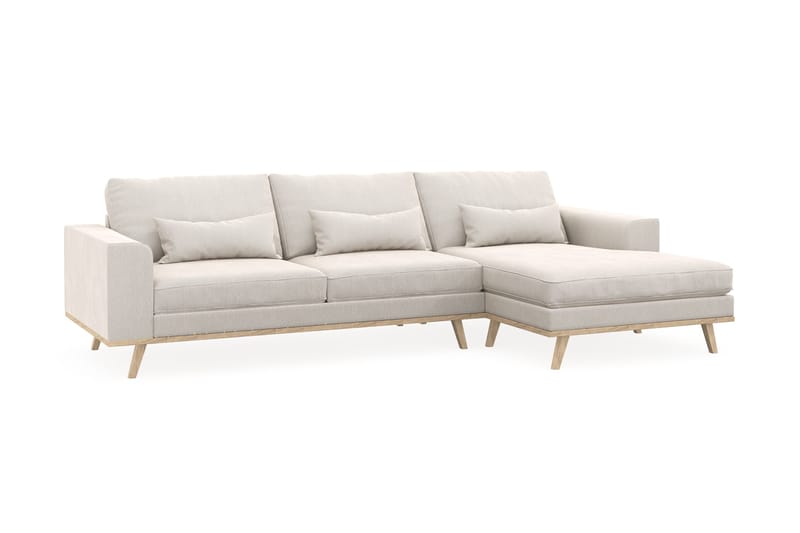 Copenhagen 4-sits Högervänd L-formad Divansoffa i Sammet - Krämvit - Möbler - Soffa - Divansoffa & schäslongsoffa - 4 sits soffa med divan