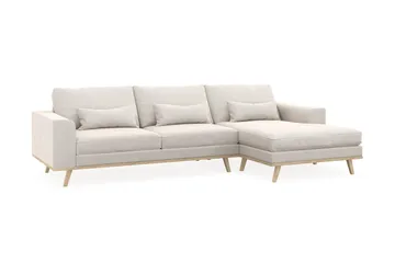 Copenhagen 4-sits Högervänd L-formad Divansoffa i Sammet - Krämvit - Möbler - Soffa - Divansoffa & schäslongsoffa - 4 sits soffa med divan