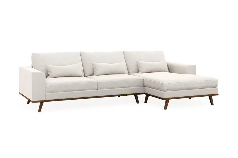 Copenhagen 4-sits Högervänd L-formad Divansoffa i Sammet - Krämvit - Möbler - Soffa - Divansoffa & schäslongsoffa - 4 sits soffa med divan