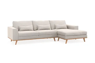 Copenhagen 4-sits Högervänd L-formad Divansoffa i Sammet - Krämvit - Möbler - Soffa - Divansoffa & schäslongsoffa - 4 sits soffa med divan