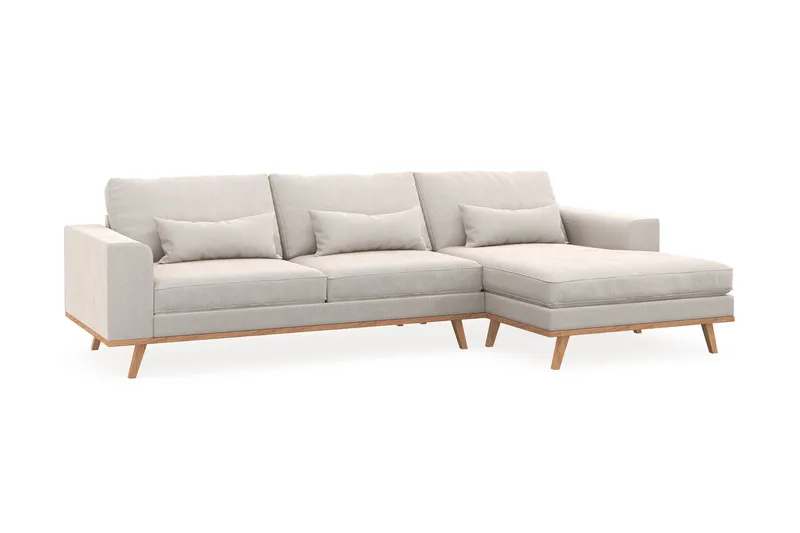 Copenhagen 4-sits Högervänd L-formad Divansoffa i Sammet - Krämvit - Möbler - Soffa - Divansoffa & schäslongsoffa - 4 sits soffa med divan