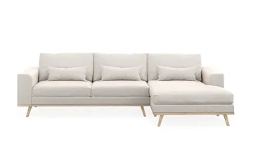 Copenhagen 4-sits Högervänd L-formad Divansoffa i Sammet - Krämvit - Möbler - Soffa - Divansoffa & schäslongsoffa - 4 sits soffa med divan