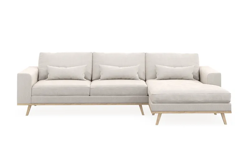 Copenhagen 4-sits Högervänd L-formad Divansoffa i Sammet - Krämvit - Möbler - Soffa - Divansoffa & schäslongsoffa - 4 sits soffa med divan