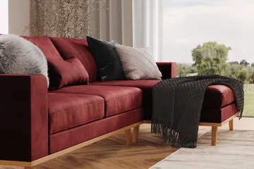 Copenhagen 4-sits Högervänd L-formad Divansoffa i Sammet - Lila - Möbler - Soffa - Divansoffa & schäslongsoffa - 4 sits soffa med divan