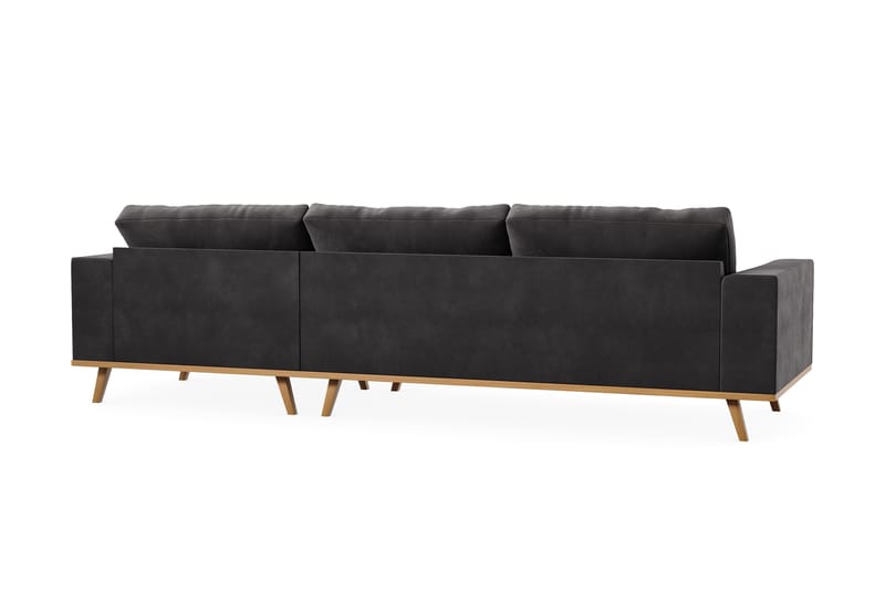 Copenhagen 4-sits Högervänd L-formad Divansoffa i Sammet - Mörkgrå - Möbler - Soffa - Divansoffa & schäslongsoffa - 4 sits soffa med divan