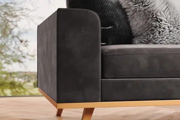 Copenhagen 4-sits Högervänd L-formad Divansoffa i Sammet - Mörkgrå - Möbler - Soffa - Divansoffa & schäslongsoffa - 4 sits soffa med divan