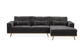 Copenhagen 4-sits Högervänd L-formad Divansoffa i Sammet - Mörkgrå - Möbler - Soffa - Divansoffa & schäslongsoffa - 4 sits soffa med divan