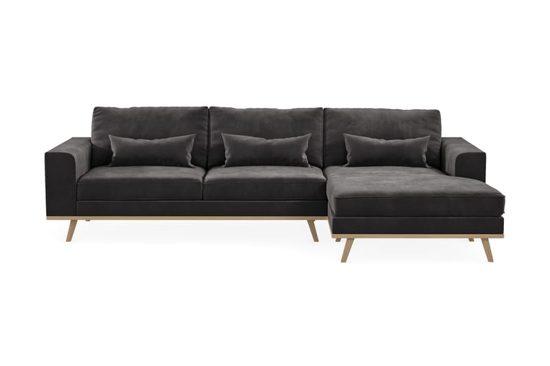 Copenhagen 4-sits Högervänd L-formad Divansoffa i Sammet - Mörkgrå - Möbler - Soffa - Divansoffa & schäslongsoffa - 4 sits soffa med divan