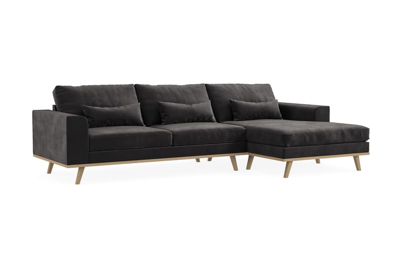 Copenhagen 4-sits Högervänd L-formad Divansoffa i Sammet - Mörkgrå - Möbler - Soffa - Divansoffa & schäslongsoffa - 4 sits soffa med divan