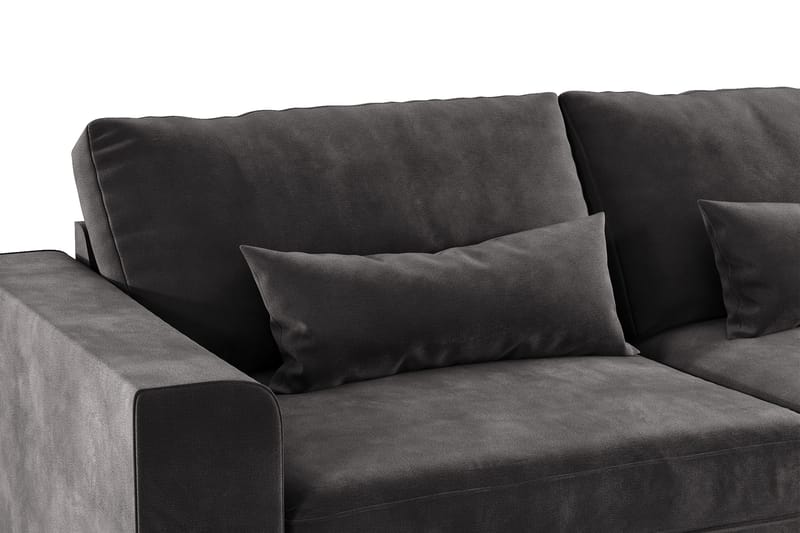 Copenhagen 4-sits Högervänd L-formad Divansoffa i Sammet - Mörkgrå - Möbler - Soffa - Divansoffa & schäslongsoffa - 4 sits soffa med divan