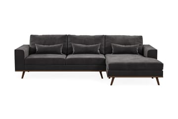 Copenhagen 4-sits Högervänd L-formad Divansoffa i Sammet - Mörkgrå - Möbler - Soffa - Divansoffa & schäslongsoffa - 4 sits soffa med divan