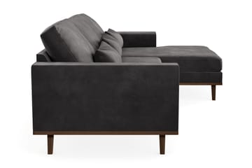 Copenhagen 4-sits Högervänd L-formad Divansoffa i Sammet - Mörkgrå - Möbler - Soffa - Divansoffa & schäslongsoffa - 4 sits soffa med divan