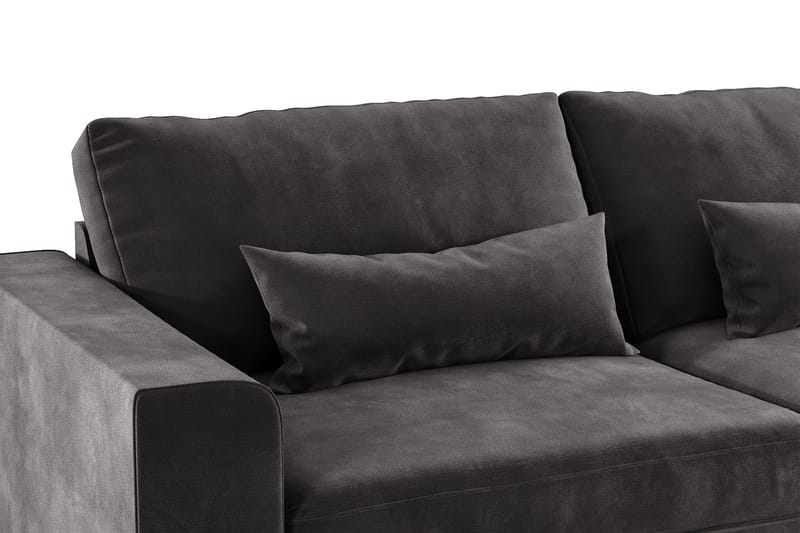 Copenhagen 4-sits Högervänd L-formad Divansoffa i Sammet - Mörkgrå - Möbler - Soffa - Divansoffa & schäslongsoffa - 4 sits soffa med divan