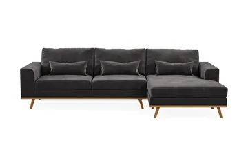 Copenhagen 4-sits Högervänd L-formad Divansoffa i Sammet - Mörkgrå - Möbler - Soffa - Divansoffa & schäslongsoffa - 4 sits soffa med divan