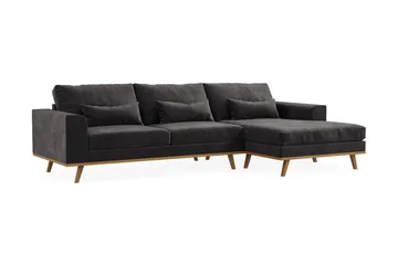 Copenhagen 4-sits Högervänd L-formad Divansoffa i Sammet - Mörkgrå - Möbler - Soffa - Divansoffa & schäslongsoffa - 4 sits soffa med divan