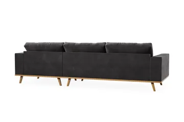 Copenhagen 4-sits Högervänd L-formad Divansoffa i Sammet - Mörkgrå - Möbler - Soffa - Divansoffa & schäslongsoffa - 4 sits soffa med divan