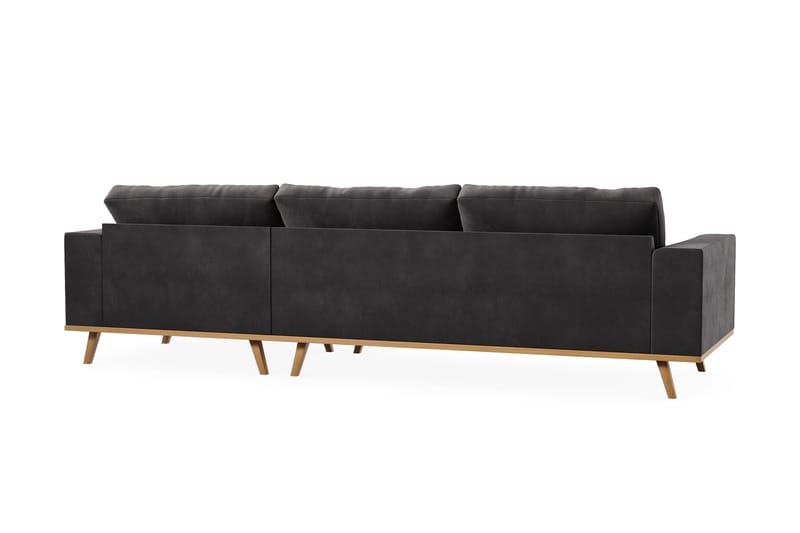 Copenhagen 4-sits Högervänd L-formad Divansoffa i Sammet - Mörkgrå - Möbler - Soffa - Divansoffa & schäslongsoffa - 4 sits soffa med divan