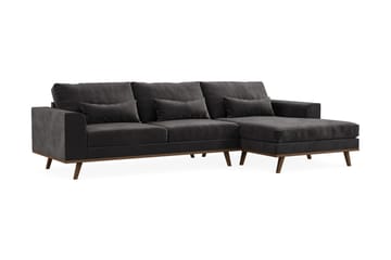 Copenhagen 4-sits Högervänd L-formad Divansoffa i Sammet - Mörkgrå - Möbler - Soffa - Divansoffa & schäslongsoffa - 4 sits soffa med divan