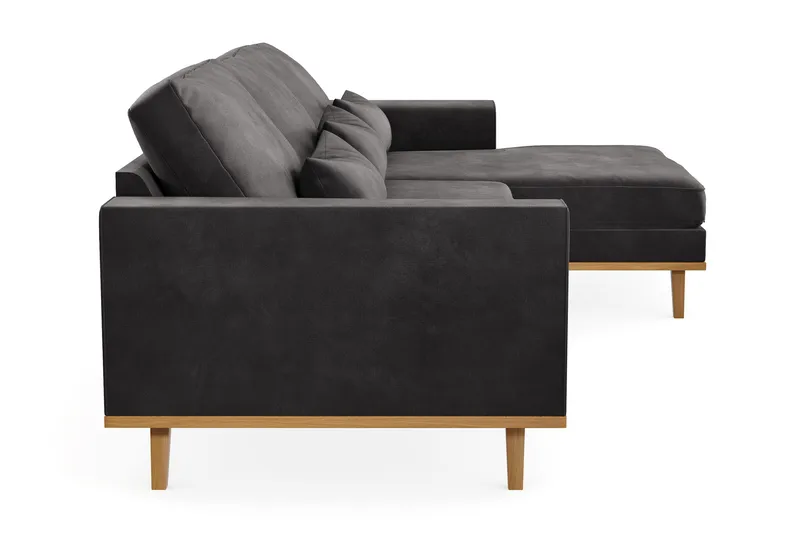 Copenhagen 4-sits Högervänd L-formad Divansoffa i Sammet - Mörkgrå - Möbler - Soffa - Divansoffa & schäslongsoffa - 4 sits soffa med divan