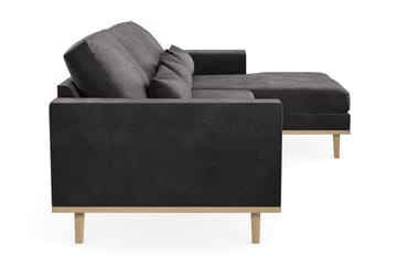 Copenhagen 4-sits Högervänd L-formad Divansoffa i Sammet - Mörkgrå - Möbler - Soffa - Divansoffa & schäslongsoffa - 4 sits soffa med divan