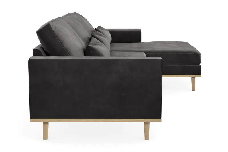 Copenhagen 4-sits Högervänd L-formad Divansoffa i Sammet - Mörkgrå - Möbler - Soffa - Divansoffa & schäslongsoffa - 4 sits soffa med divan