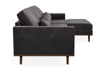 Copenhagen 4-sits Högervänd L-formad Divansoffa i Sammet - Mörkgrå - Möbler - Soffa - Divansoffa & schäslongsoffa - 4 sits soffa med divan