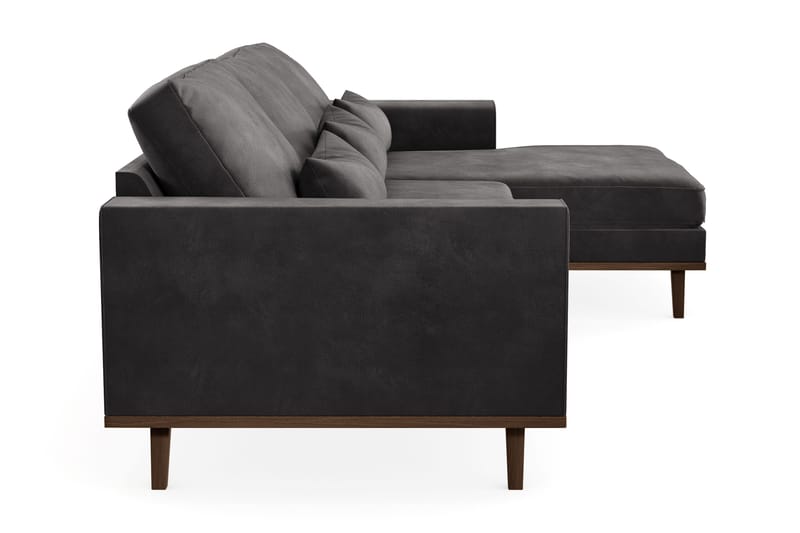 Copenhagen 4-sits Högervänd L-formad Divansoffa i Sammet - Mörkgrå - Möbler - Soffa - Divansoffa & schäslongsoffa - 4 sits soffa med divan